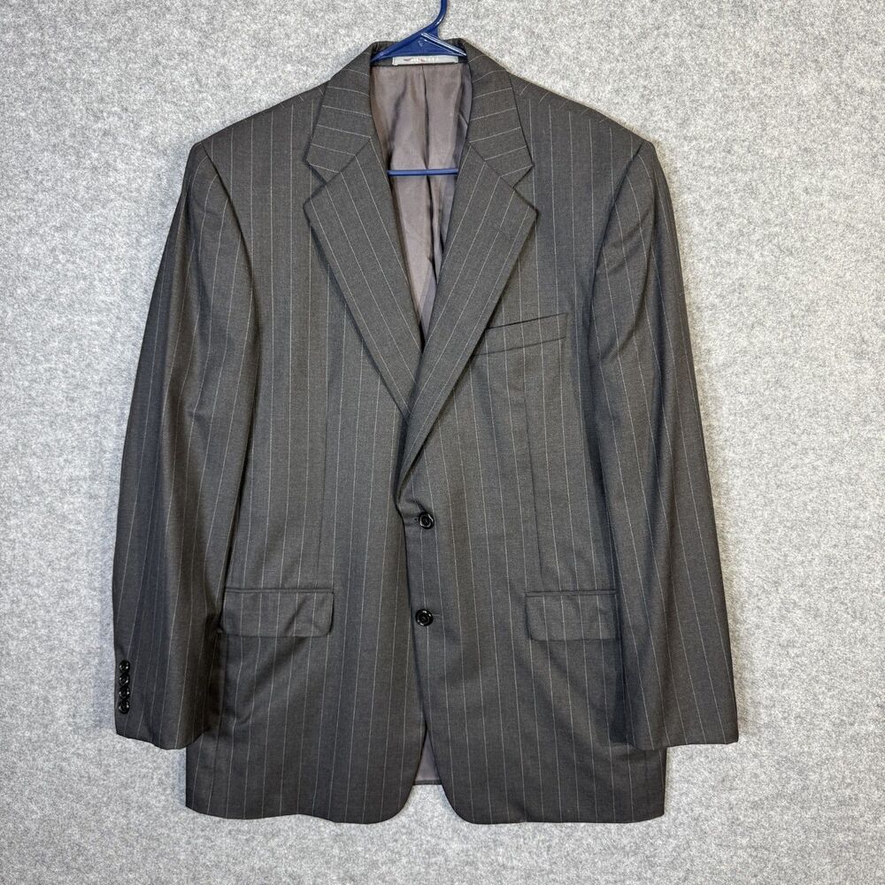 Loro Piana Hickey Freeman Mens Suit Coat Gray Pin Stripe Size 42R